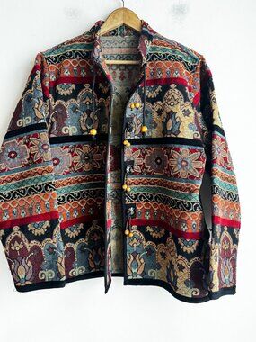 Vintage Tapestry Colourful Unique One of Kind Jacket L